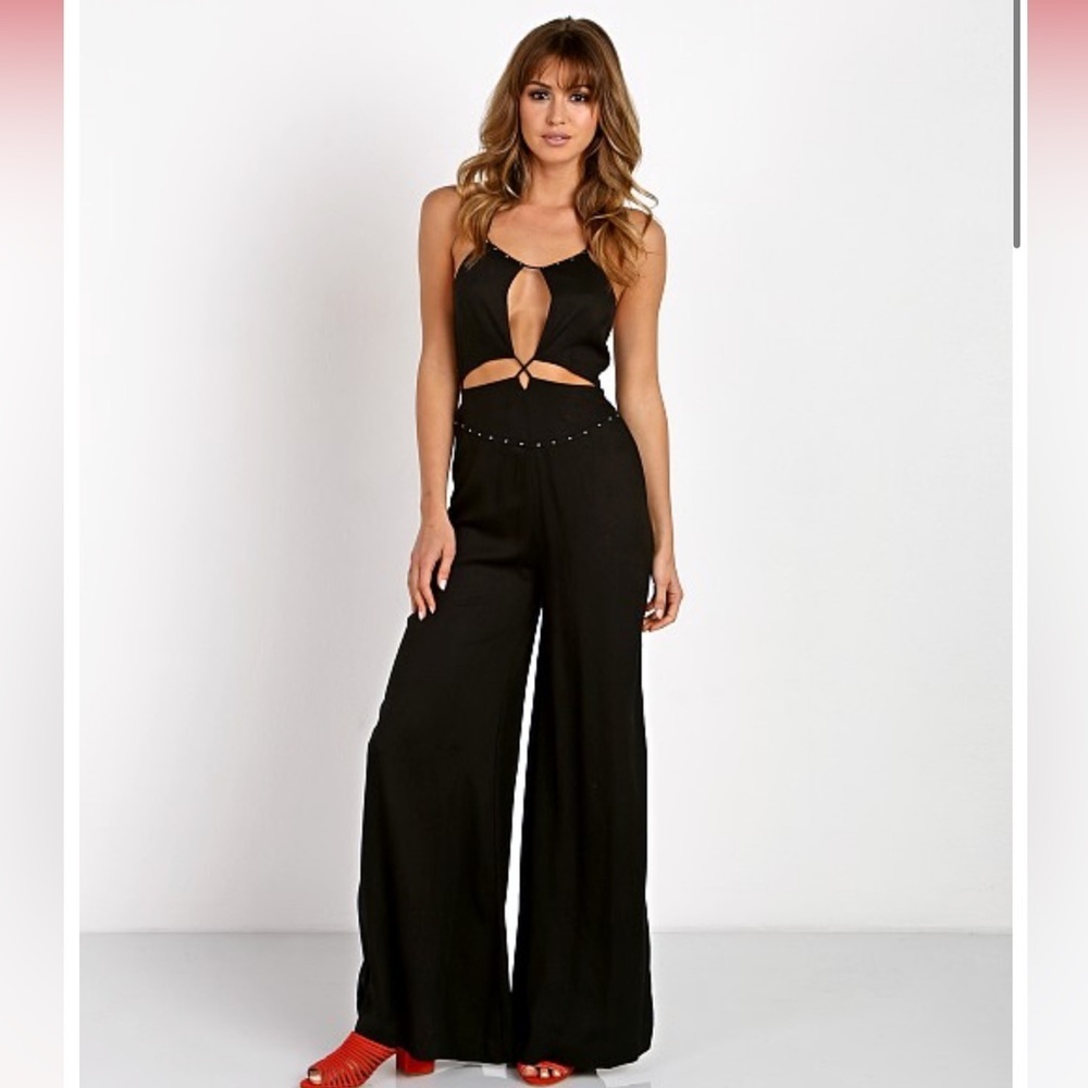 Indah Sunset Studed Black Cutout Jumpsuit. Size S